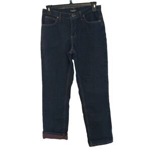 Cabela’s Straight Leg Flannel Red Gingham Lined Jeans, 8 Regular